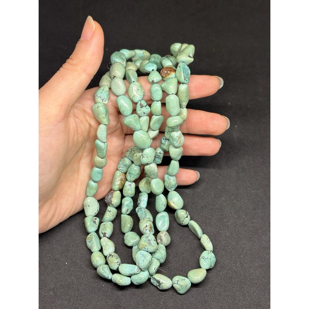 Vintage Native American Sterling Silver Polished Turquoise Multi Strand Necklace - Picture 8 of 15
